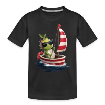 Obst Drachenfrucht Bootfahren Geschenk - Kinder Premium Bio T-Shirt - Schwarz - Vorne