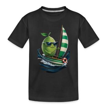 Frucht Limette Bootfahren Geschenk - Kinder Premium Bio T-Shirt - Schwarz - Vorne