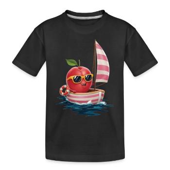 Obst Nektarine Bootfahren Geschenk - Kinder Premium Bio T-Shirt - Schwarz - Vorne