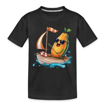 Frucht Papaya Bootfahren Geschenk - Kinder Premium Bio T-Shirt - Schwarz - Vorne