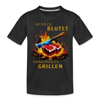 STEAK S’IL SAIGNE, VOUS POUVEZ LE GRILLER - T-shirt bio Premium Enfant - noir - Devant