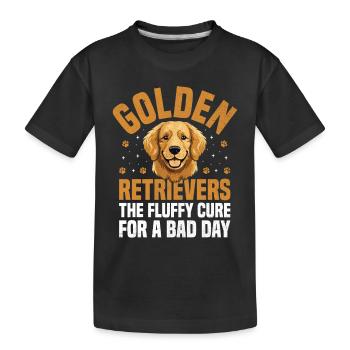 Golden Retrievers The Fluffy Cure For A Bad Day GR - Kids' Premium Organic T-Shirt - black - Front