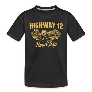 Highway 12 Road Trip Adventure - Kids' Premium Organic T-Shirt - black - Front