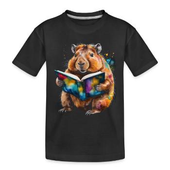 Capybara livre de lecture Capy coloré Animal Design Print - T-shirt bio Premium Enfant - noir - Devant