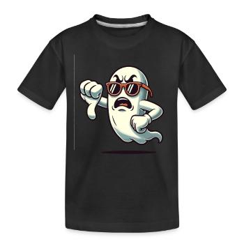 Cool Ghost Gives Thumbs Down Funny Halloween - Kids' Premium Organic T-Shirt - black - Front