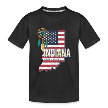 Indiana Vereinigte Staaten Landkarte Souvenir - Kinder Premium Bio T-Shirt - Schwarz - Vorne