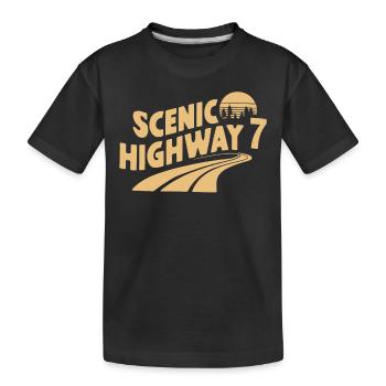 Scenic Highway 7 Retro Road Trip Adventure - Kids' Premium Organic T-Shirt - black - Front