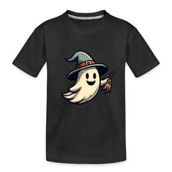 Drôle Sorcière Fantôme Sorcière Balai Halloween - T-shirt bio Premium Enfant - noir - Devant