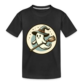 Drôle sorcière sorcière balai Style artistique vintage - T-shirt bio Premium Enfant - noir - Devant