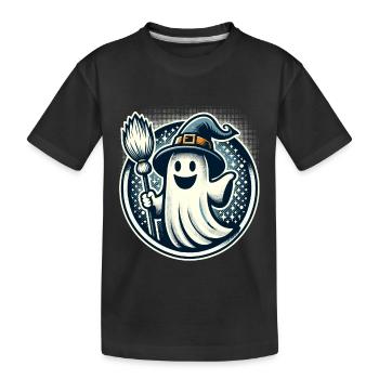 Drôle sorcière sorcière balai Style artistique vintage - T-shirt bio Premium Enfant - noir - Devant