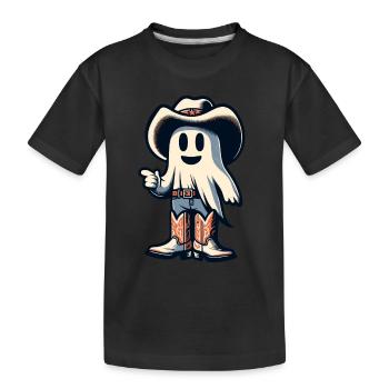Funny Cowboy Ghost Hunter Hat Boots Halloween - Kids' Premium Organic T-Shirt - black - Front
