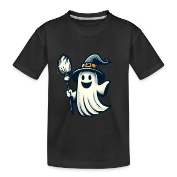 Lustige Hexengeist Hexenbesen Vintage Kunststil - Kinder Premium Bio T-Shirt - Schwarz - Vorne