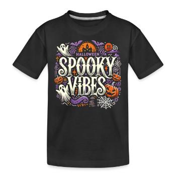 Halloween T-Shirt "Spooky Vibes" - Colorful - Kids' Premium Organic T-Shirt - black - Front