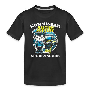 Kommissar Anton Spurensuche - Kinder Premium Bio T-Shirt - Schwarz - Vorne