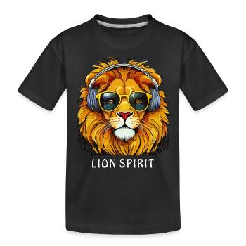 LION SPIRIT - Kinder Premium Bio T-Shirt - Schwarz - Vorne