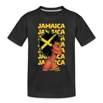 Jamaikanische Schwarze Frau Jamaika Afro Haar Flagge Mädchen - Kinder Premium Bio T-Shirt - Schwarz - Vorne
