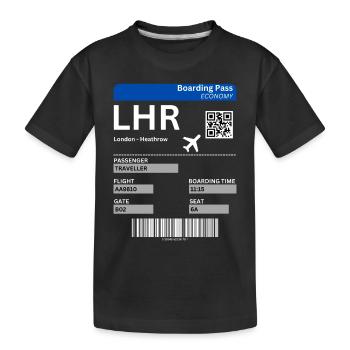 Idée de billet d’avion pour l’aéroport de Londres Heathrow LHR - T-shirt bio Premium Enfant - noir - Devant