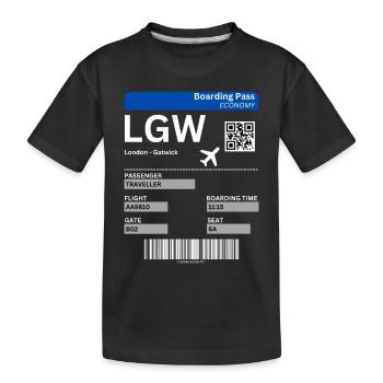 London Gatwick LGW Airport Flugticket Idee - Kinder Premium Bio T-Shirt - Schwarz - Vorne