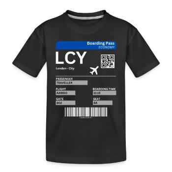 Idée de billet d’avion pour l’aéroport de Londres City LCY - T-shirt bio Premium Enfant - noir - Devant