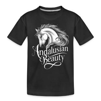 Andalusier Pferd Reiten Reitsport - Kinder Premium Bio T-Shirt - Schwarz - Vorne
