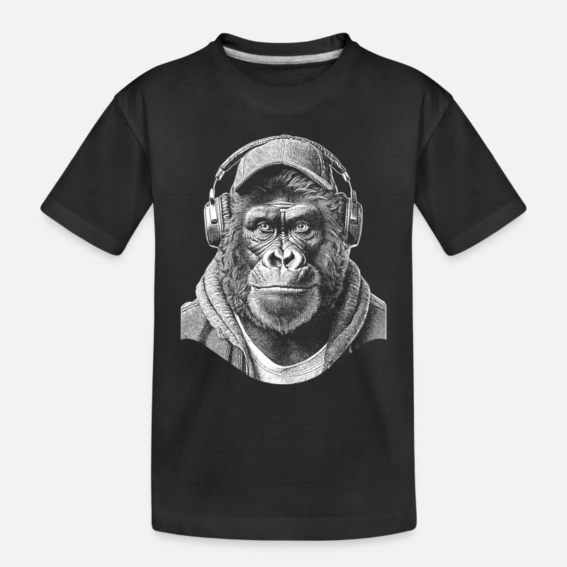 Chemise Gorilla Monkey DJ - T-shirt bio Premium Enfant - noir