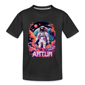 ARTUR - Beautiful boy name with cool astronaut - Kids' Premium Organic T-Shirt - black - Front