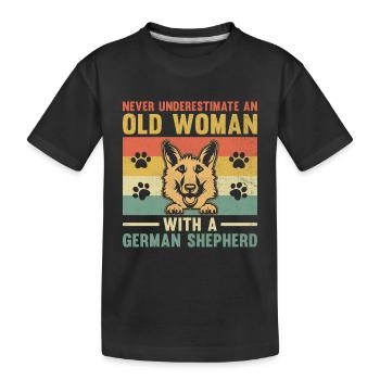 Never Underestimate An Old Woman With A German She - Kids' Premium Organic T-Shirt - black - Front
