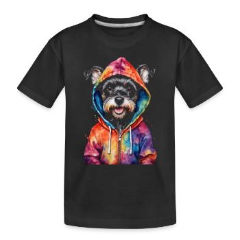 Zwergschnauzer Hoodie Hund Lustig Tier Print - Kinder Premium Bio T-Shirt - Schwarz - Vorne