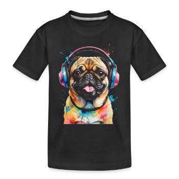 Carlin Casque Chien Coloré Drôle Animal Design Imprimer - T-shirt bio Premium Enfant - noir - Devant