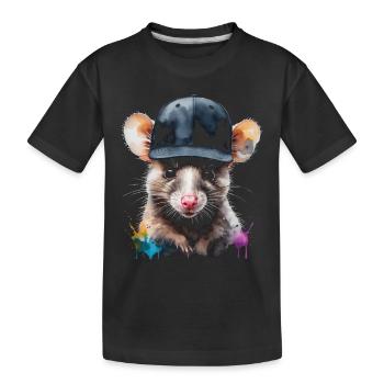Opossum Snapback Cap Cool Tier Design Print - Kids' Premium Organic T-Shirt - black - Front