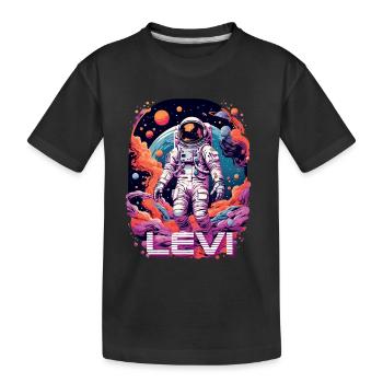 LEVI - Beau prénom de garçon avec astronaute cool - T-shirt bio Premium Enfant - noir - Devant