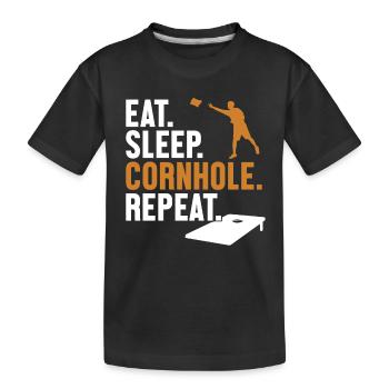 Manger dormir cornhole répéter sacs de haricots Plateaux de jeu - T-shirt bio Premium Enfant - noir - Devant