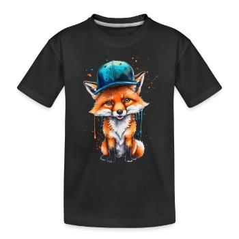 Casquette Fox Snapback Cool Animal Design Print - T-shirt bio Premium Enfant - noir - Devant