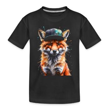Fuchs Snapback Cap Cool Tier Design Print - Kinder Premium Bio T-Shirt - Schwarz - Vorne