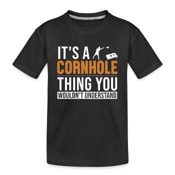 C’est un Cornhole Thing Plateau de jeu Pouf - T-shirt bio Premium Enfant - noir - Devant