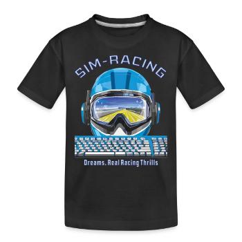 SIM RACING Dreams, Real Racing Thrills - Kinder Premium Bio T-Shirt - Schwarz - Vorne