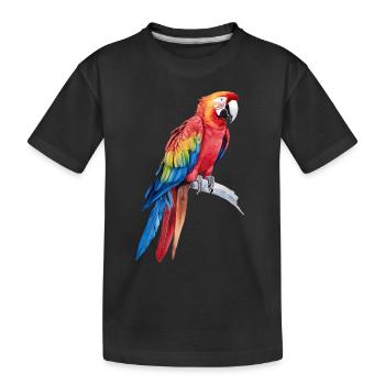 Aquarelle Coloré Écarlate Ara Perroquet Oiseau - T-shirt bio Premium Enfant - noir - Devant