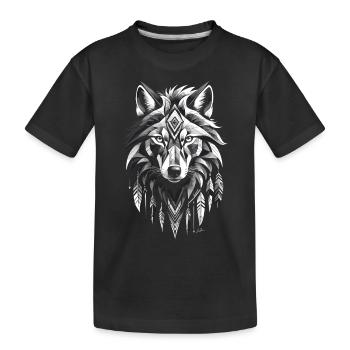 Geometrischer Wolf der amerikanischen Ureinwohner - Kinder Premium Bio T-Shirt - Schwarz - Vorne