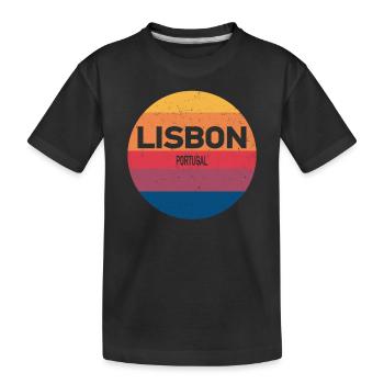 Retro Sonnenuntergang Andenken Lissabon Portugal - Kinder Premium Bio T-Shirt - Schwarz - Vorne