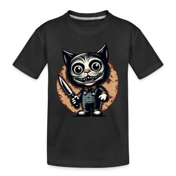 Chat effrayant Psycho Pet Décoration d’Halloween - T-shirt bio Premium Enfant - noir - Devant