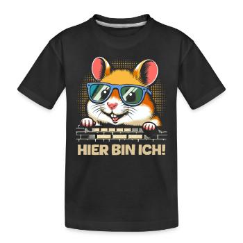 Here I am! Hamster - Kids' Premium Organic T-Shirt - black - Front
