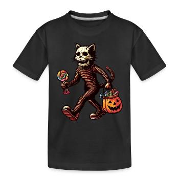 Chat zombie mort-vivant Halloween - T-shirt bio Premium Enfant - noir - Devant