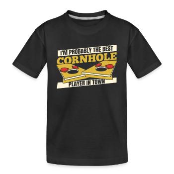 Meilleur joueur de cornhole en ville Sacs de haricots Plateaux de jeu - T-shirt bio Premium Enfant - noir - Devant