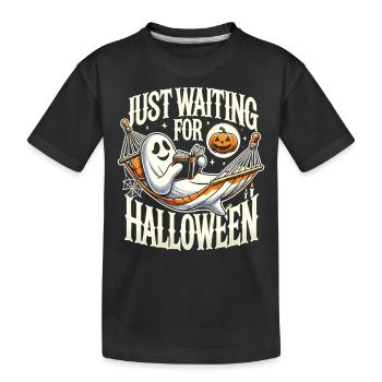 Reading mind in hammock - Kids' Premium Organic T-Shirt - black - Front