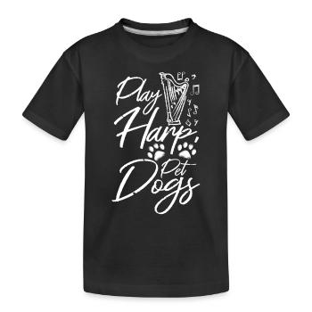 Dog owner play harp pet dogs - Kids' Premium Organic T-Shirt - black - Front