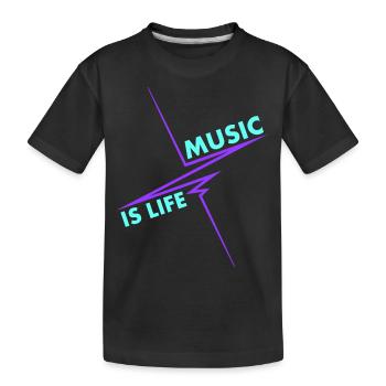 Music is Life Puls Heartbeat Music Frequency Lyrics - Kids' Premium Organic T-Shirt - black - Front