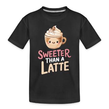 Süßer Als Ein Latte Barista Motiv - Kinder Premium Bio T-Shirt - Schwarz - Vorne