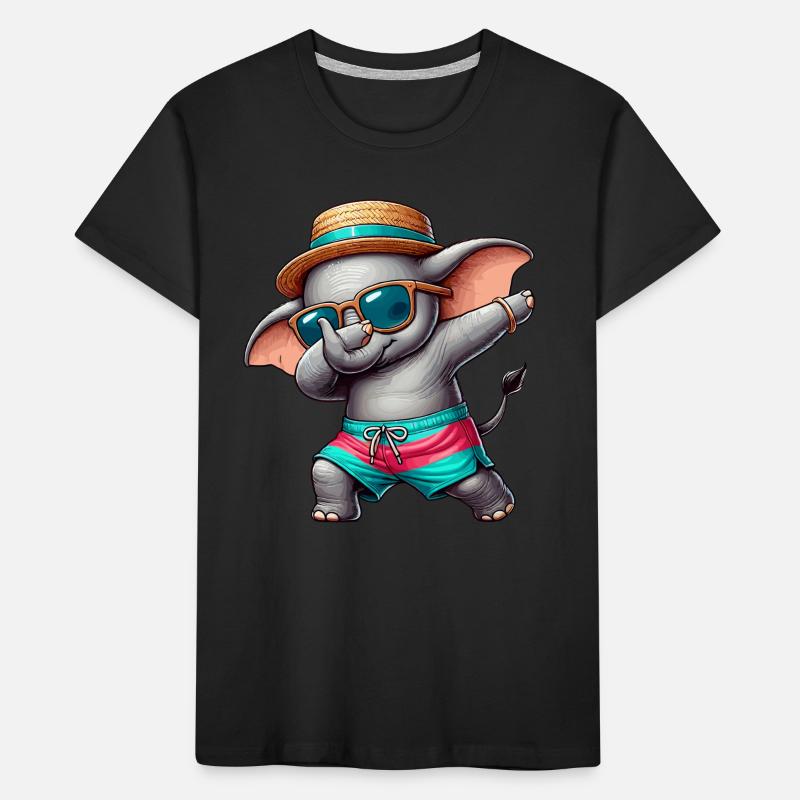 Elephant, Dabbing, Summer, Beach Summer Vacation Kids' Premium Organic T-Shirt