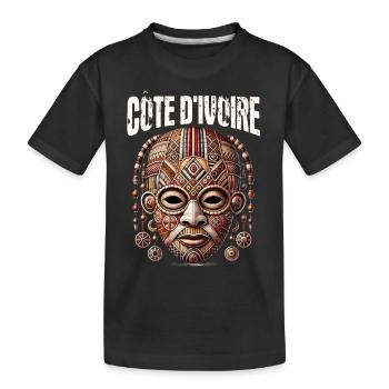 Elfenbeinküste Westafrika Elefant Ivorische Flagge - Kinder Premium Bio T-Shirt - Schwarz - Vorne