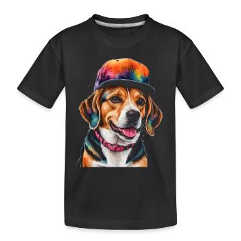 Beagle Snapback Cap Hund Lustig Tier Design Print - Kinder Premium Bio T-Shirt - Schwarz - Vorne